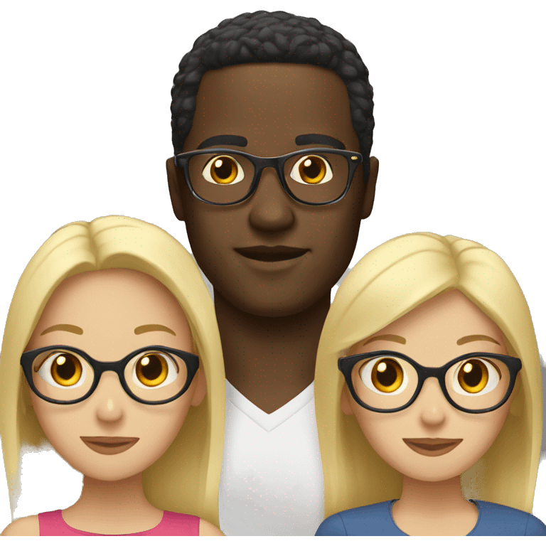 Black guy glasses with two blondes emoji