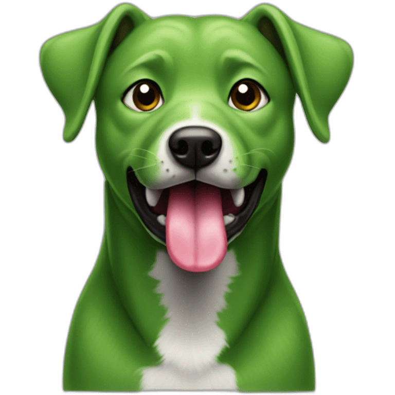 a green dog with his tongue sticking out emoji