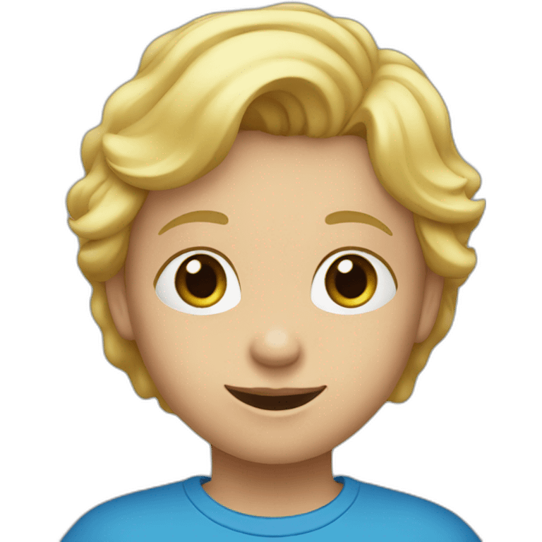 A child with blond hair and a blue T-shirt emoji