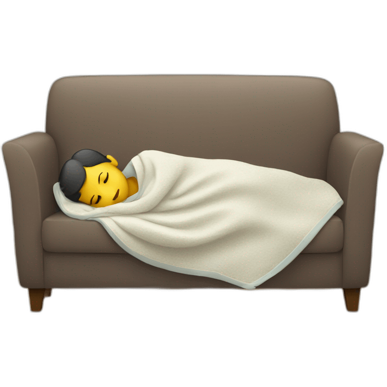 a person laying down on a sofa with a blanket emoji