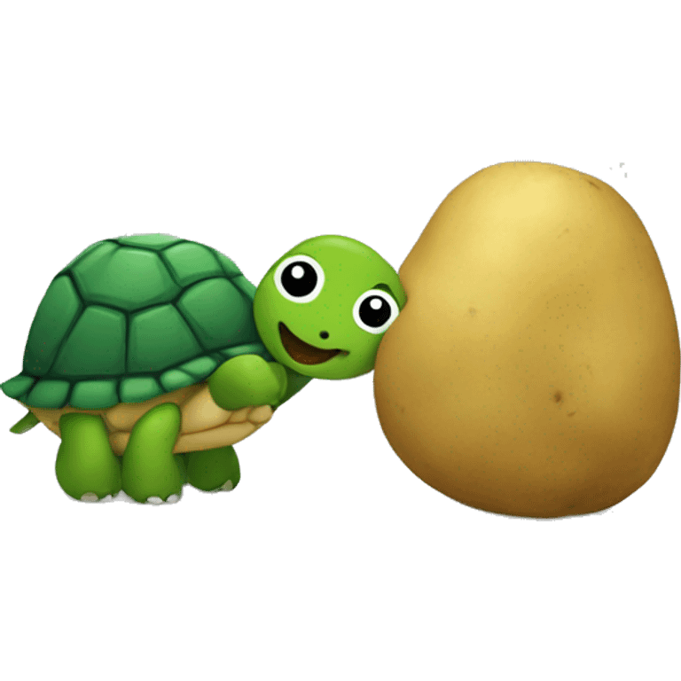 a turtle and a potato holding hands emoji