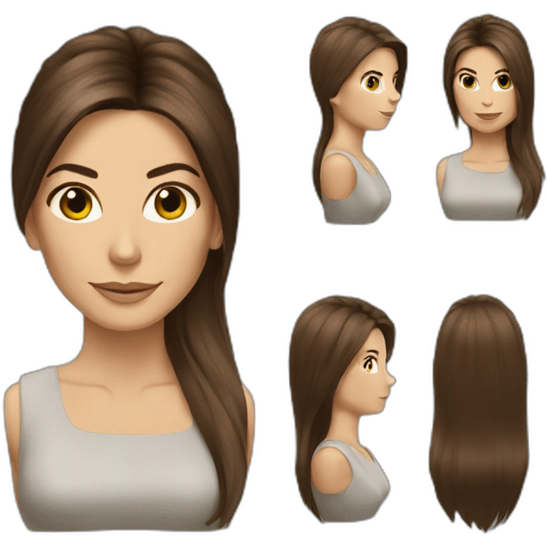 Sandra Bullock with out glasses and long brown hair emoji