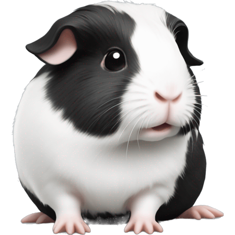 Black with white spots guineapig sitting down very cute but realistic emoji