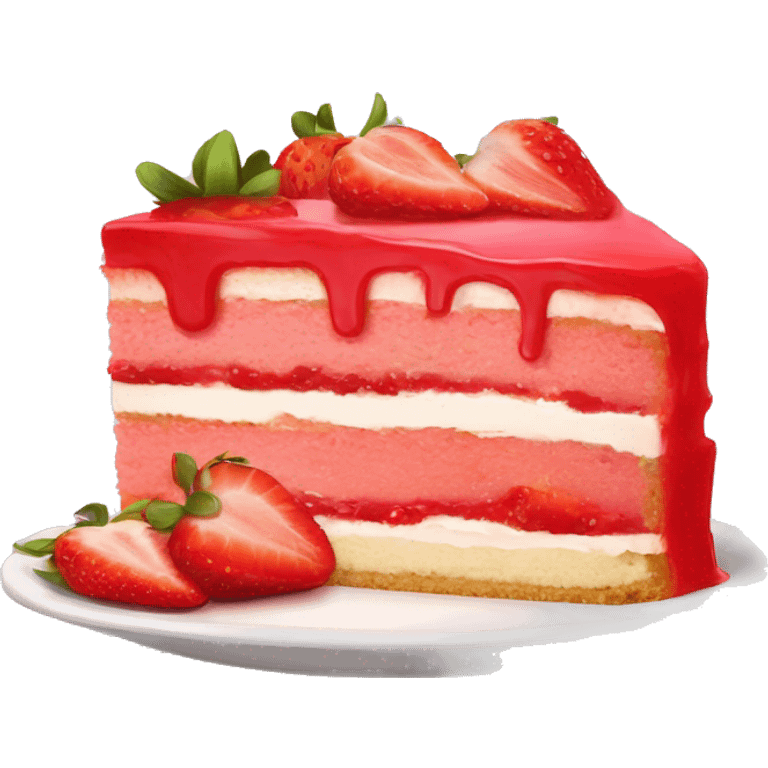 high quality slice of strawberry cake with no dish emoji