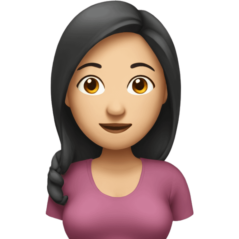 Pregnant Asian woman hanging out relaxed emoji