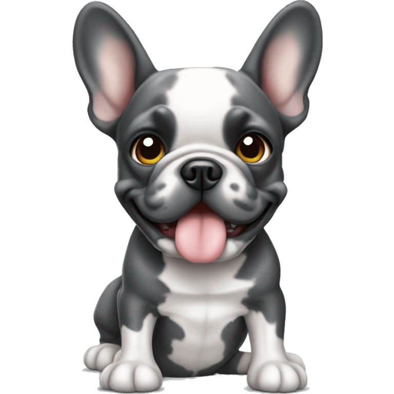 Black and gray Merle French bulldog emoji