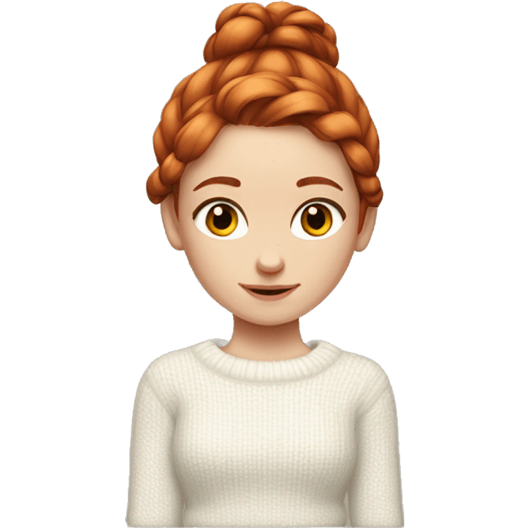 Red-haired girl in low ponytails with pale skin white sweater emoji