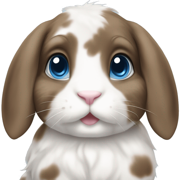 blue eyed brown and white spotted holland lop bunny emoji