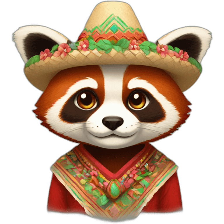 Red panda in Mexican attire emoji