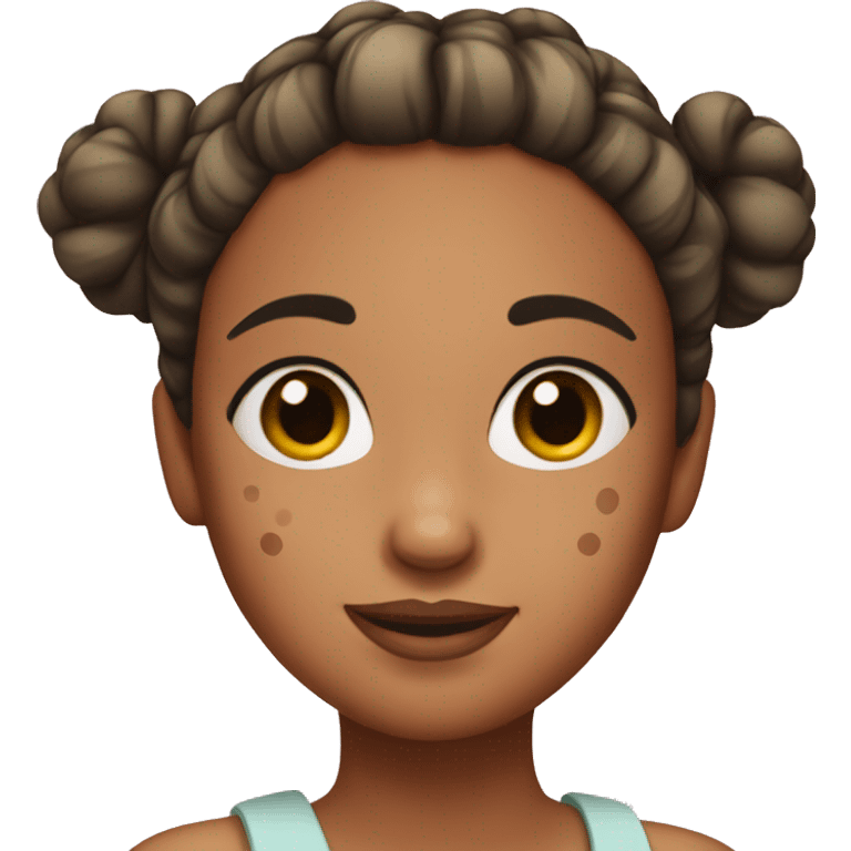 Girl with spots on face and hair in a bun emoji