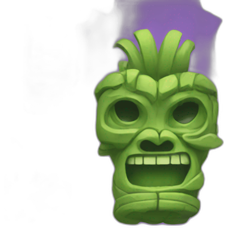 Tiki god purple green emoji