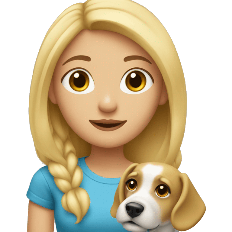 blonde girl with dog emoji