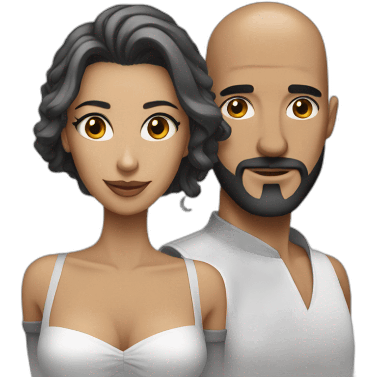 Sexy bald man with a gray little beard and a thin woman with long black hair emoji