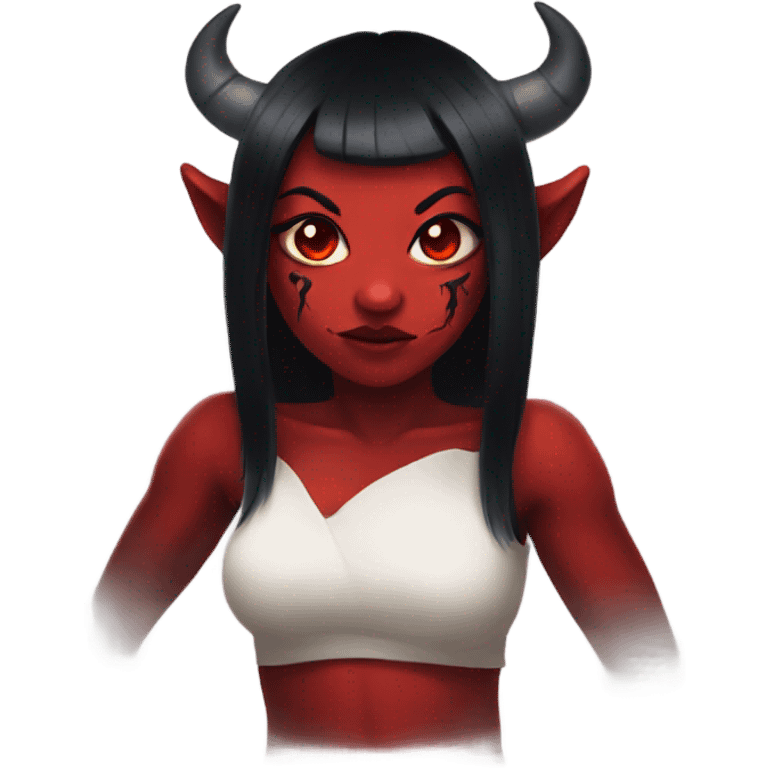 demon oni girl with red skin and black hair emoji