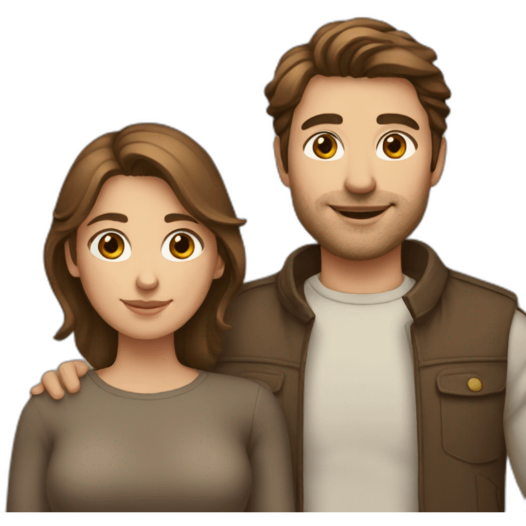 European couple Brown haired emoji