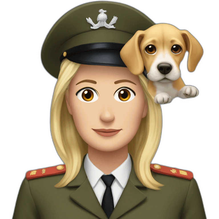 Marine le pen with a dog on her head emoji