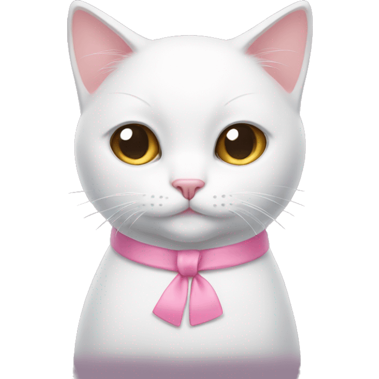 a white cat with one pink bows on each ear emoji