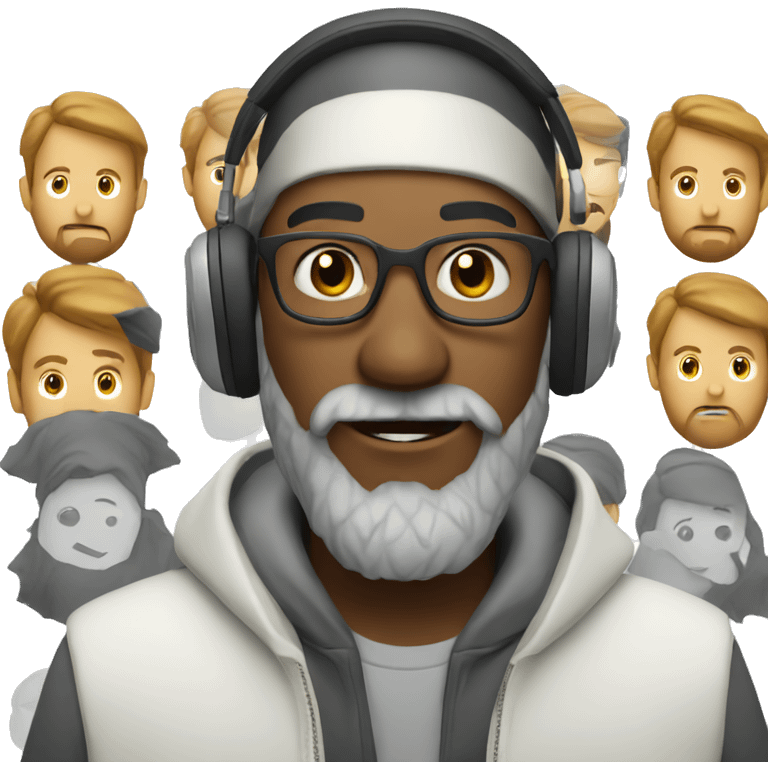 Man with beard and wear headphones  emoji