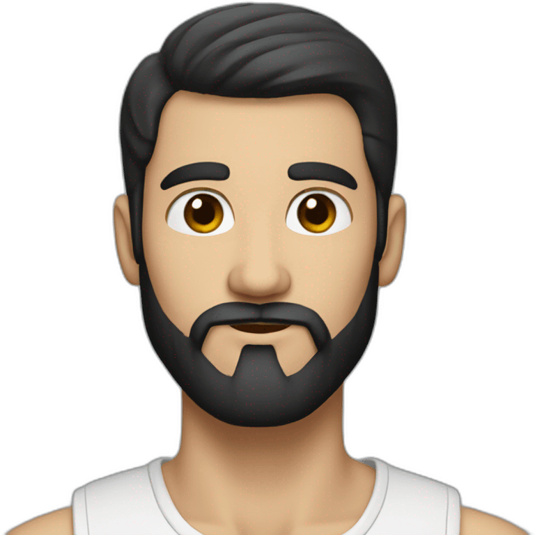 Man, white skin, short black hair, long beard, oblique view emoji