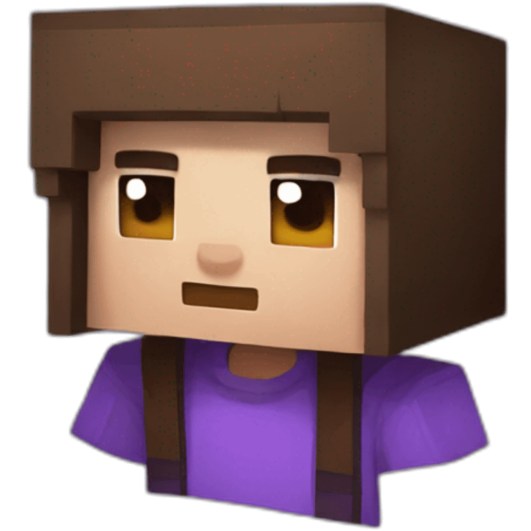 Minecraft skin with brown hair and a purple hoodie with a g on it emoji