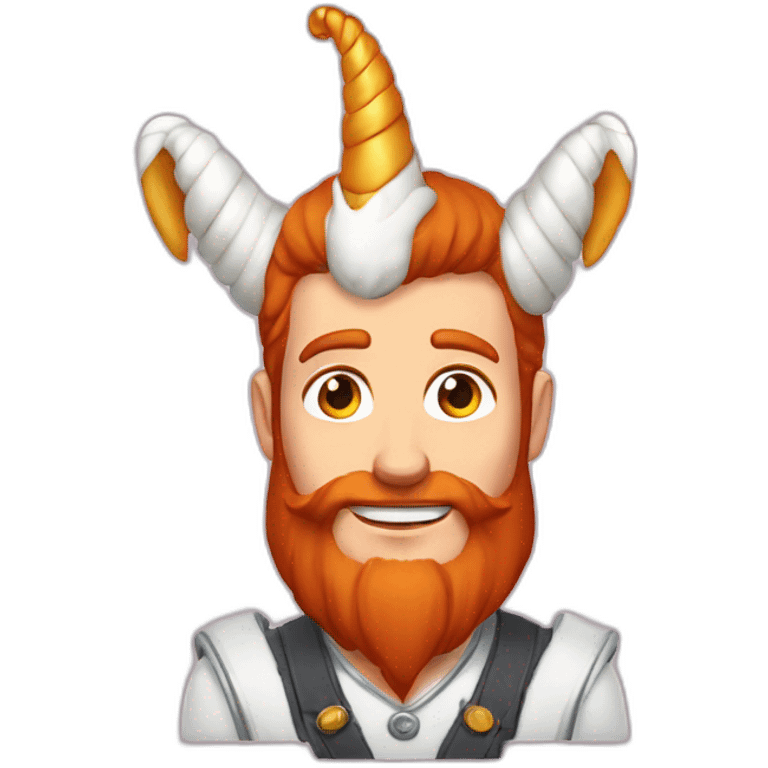 Homme roux avec corne de licorne emoji