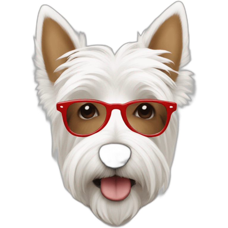 hombre-con-gafas-rojas-con-un-perro-westie emoji