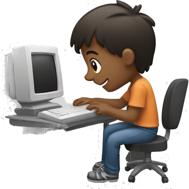 boy playing computer emoji