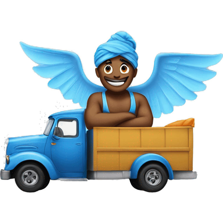 Genie in a truck with wing emoji