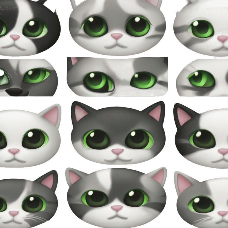 Gato blanco y negro con ojos verdes  emoji