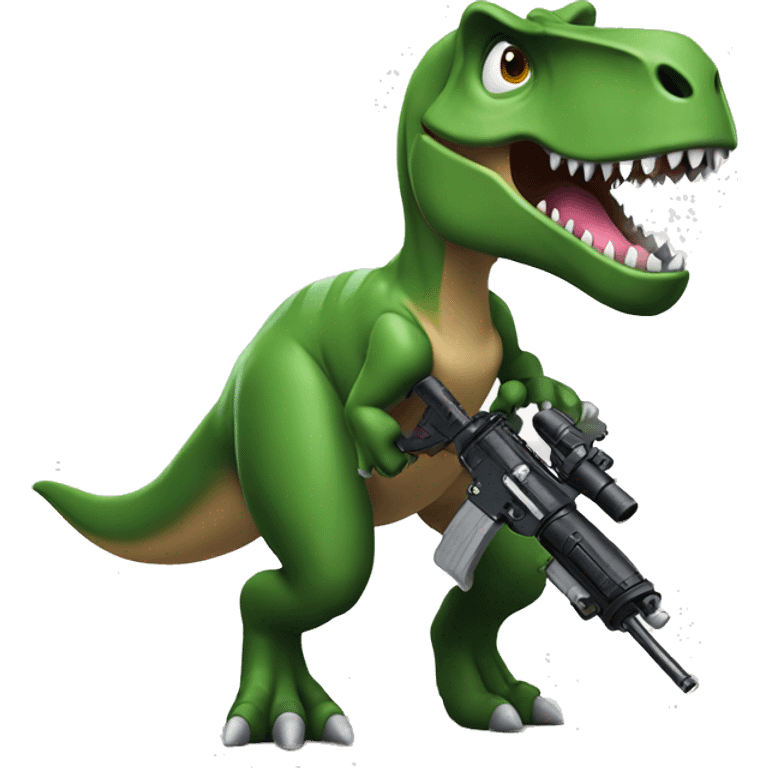 T-Rex with a mini gun emoji