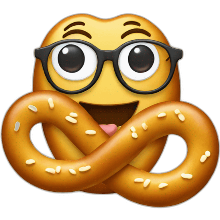 Bretzel with cute smile and glasses emoji