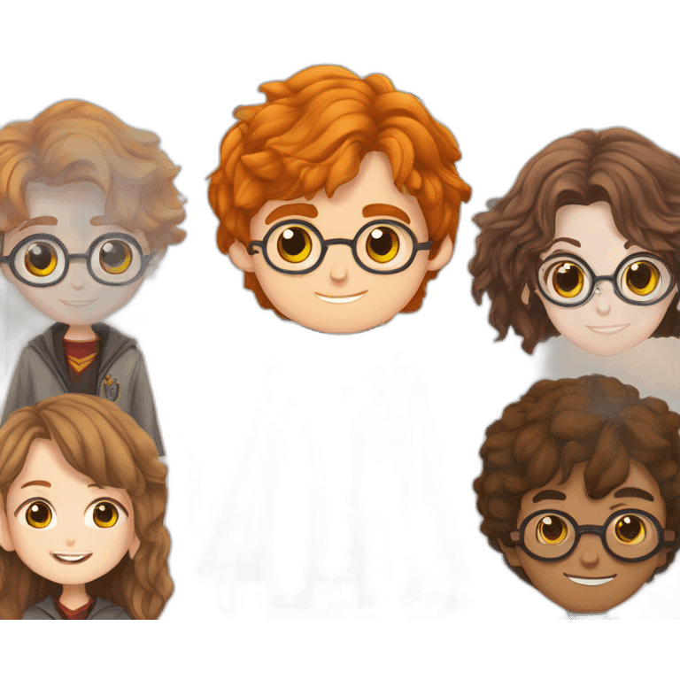 harry potter with ron weasley and hermoine granger with their team emoji