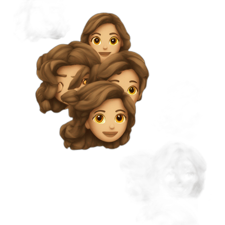 mujer de rulos cabello largo piel castaña emoji