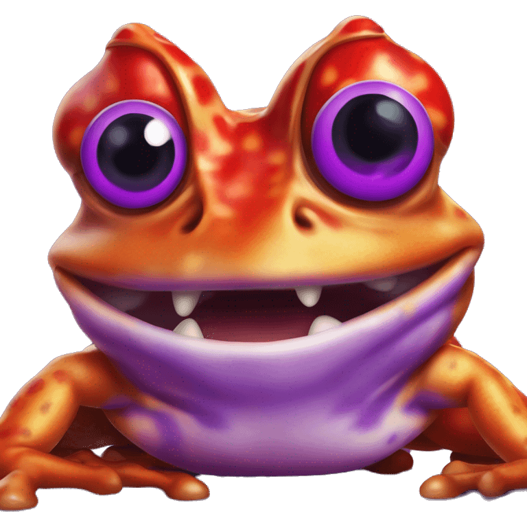 Purple horned frog spurting red paint of its eyes emoji