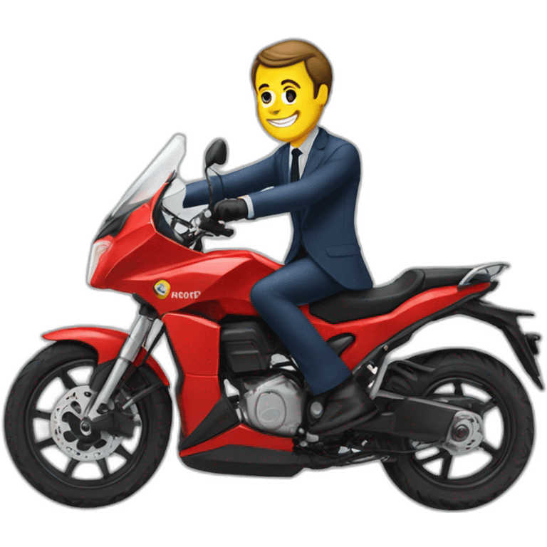 Macron qui lève un moto emoji