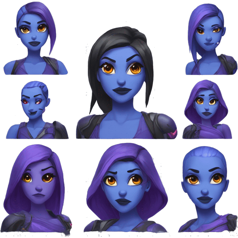 widowmaker,overwatch blue skin purple hair  emoji