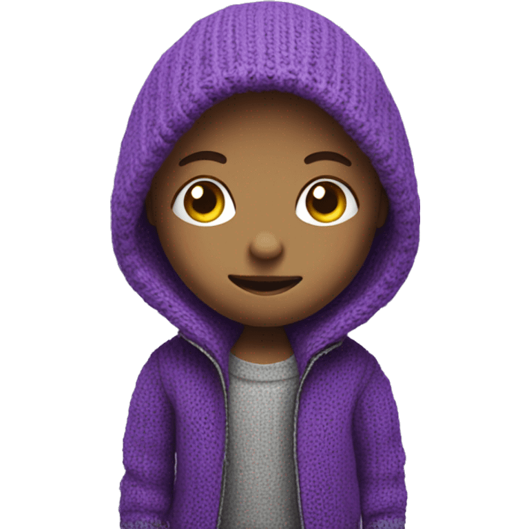 cute, cute robot-kid, in a knitted purple jacket.  emoji