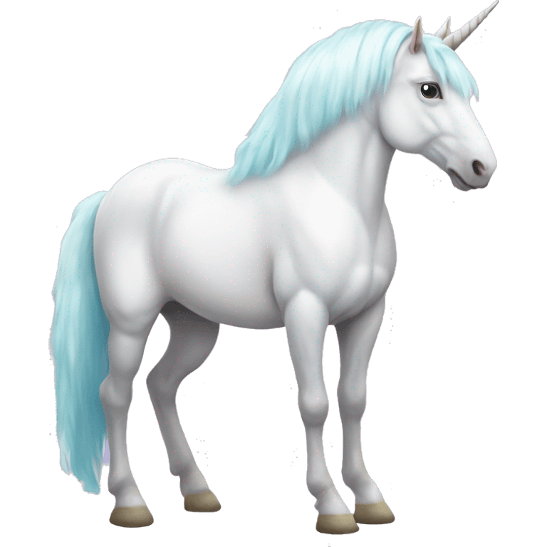 Fullbody four-legged White unicorn with pastel color mane  emoji