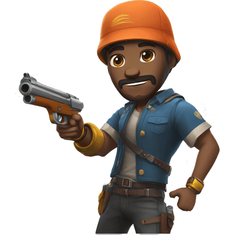 El jugador de free fire saltando por una escopeta emoji