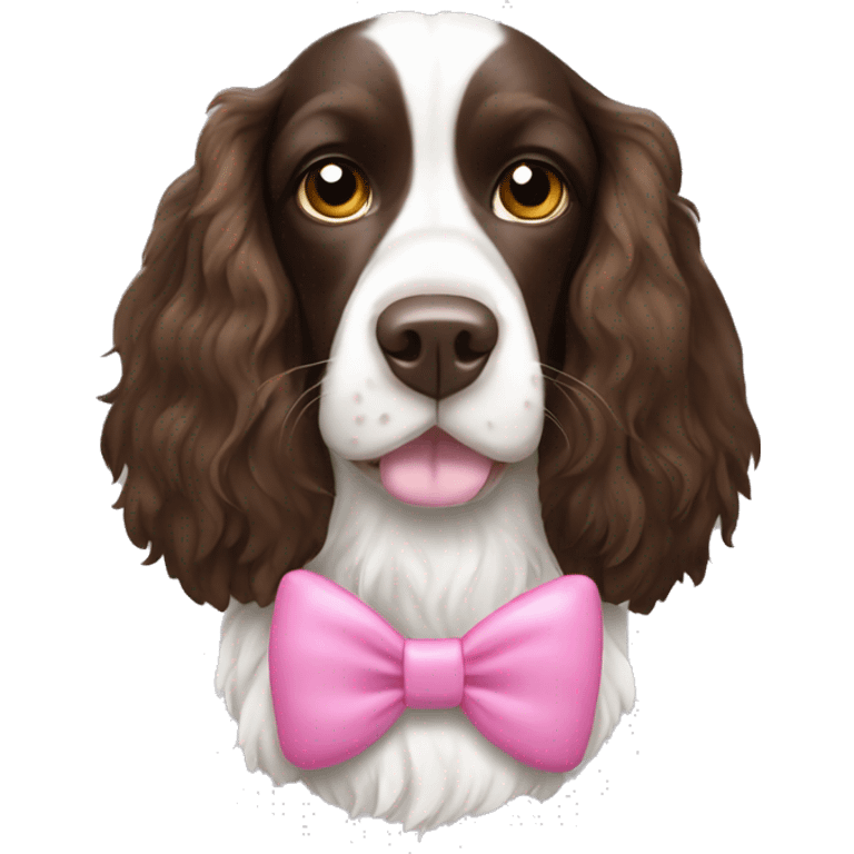 springer spaniel dog wearing a pink bow emoji