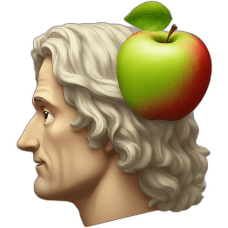 Apple falling on top of Isaac Newton's head emoji