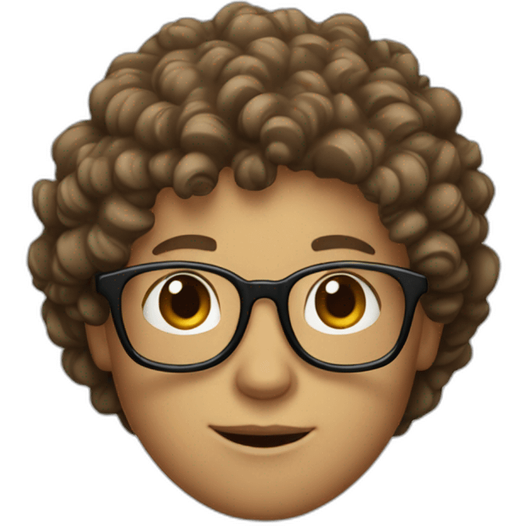 white boy with big head and glases and  brown curly hair emoji