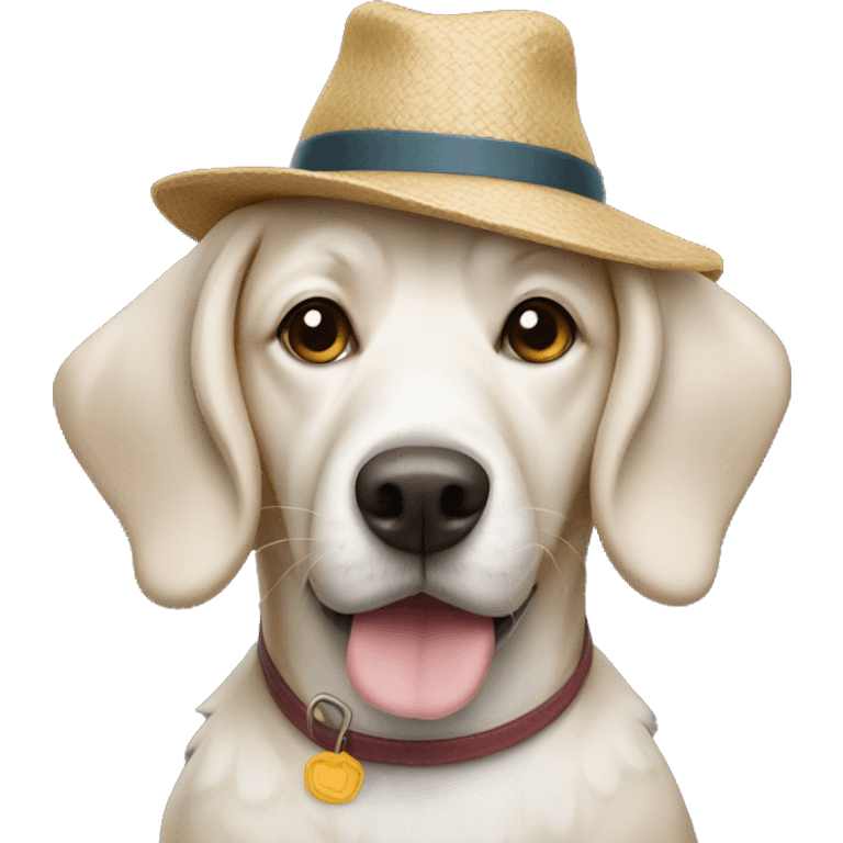 A dog wearing a hat emoji