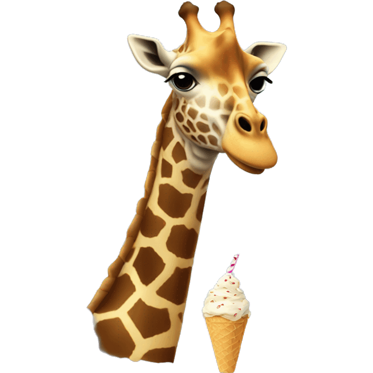 Giraffe eating ice cream emoji