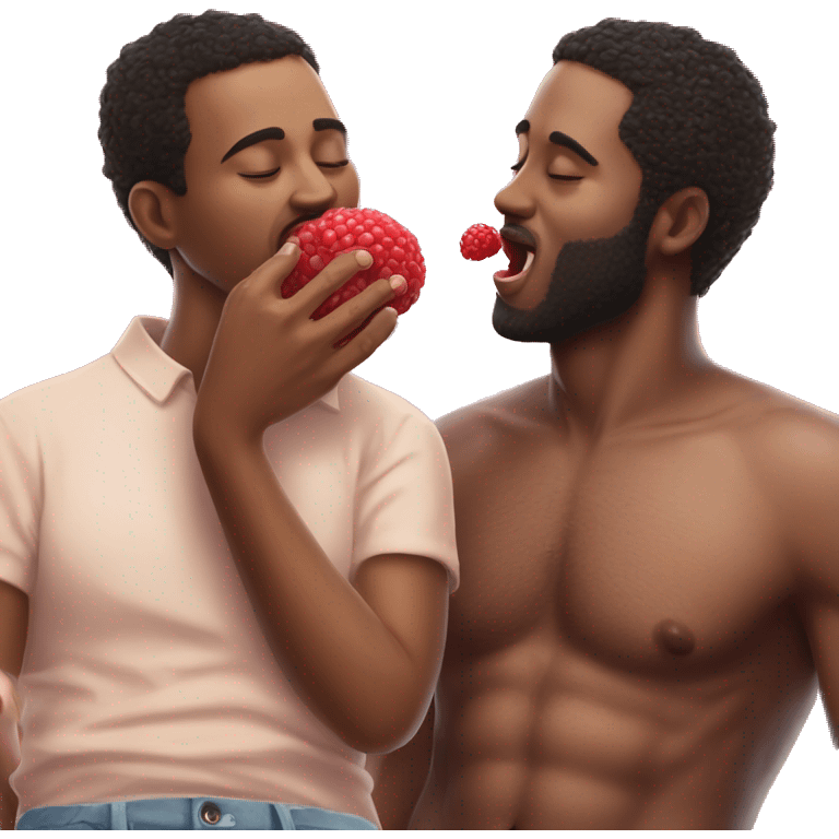 girl blowing raspberry on guys belly emoji