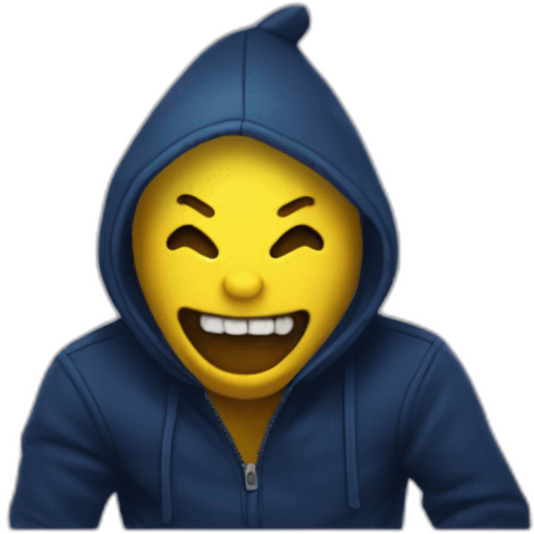 creepy smile sharp teeth dark blue stuffed animal yellow hands re lips emoji