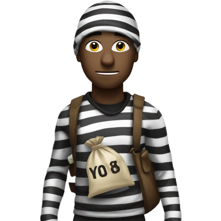 Robber with a money bag and black and white striped shirt emoji