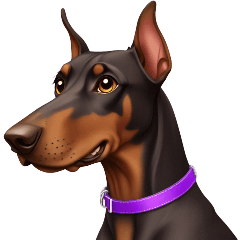  brown Doberman with purple collar emoji