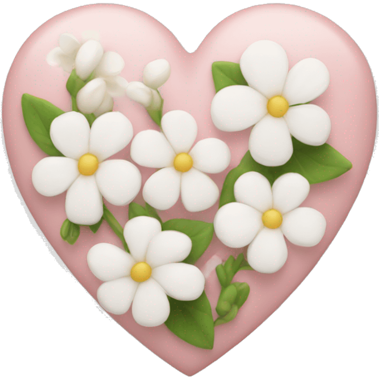 Light pink Heart with white flowers in it emoji