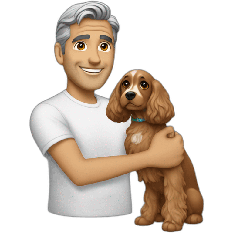 george clooney petting a cocker spaniel emoji